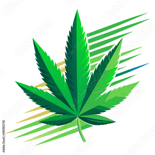 Cannabis Marijuana Leaf on White Background 