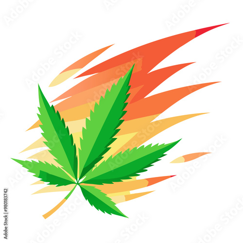 Cannabis Marijuana Leaf on White Background 