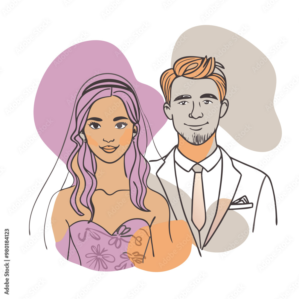 Marriage couple with man and woman bride and groom Marriage couple with man and woman bride and groom
