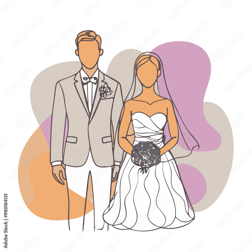 Marriage couple with man and woman bride and groom Marriage couple with man and woman bride and groom
