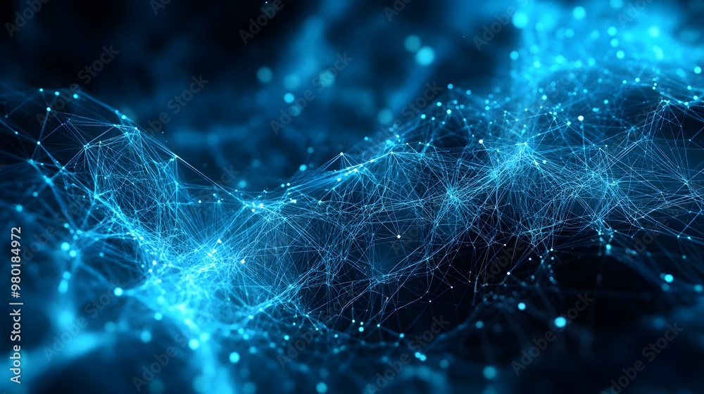 Abstract Blue Network with Glowing Points and Lines Abstract Blue Network with Glowing Points and Lines
