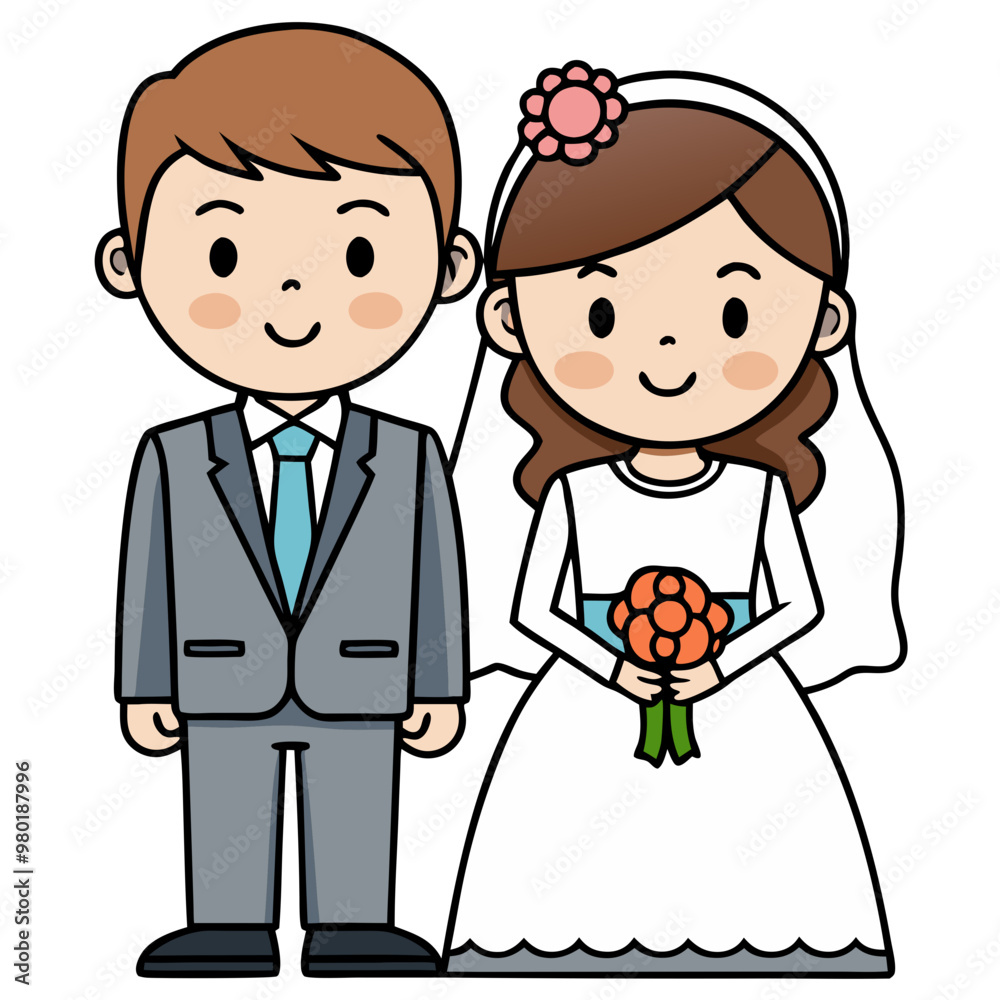 Marriage couple with man and woman bride and groom Marriage couple with man and woman bride and groom