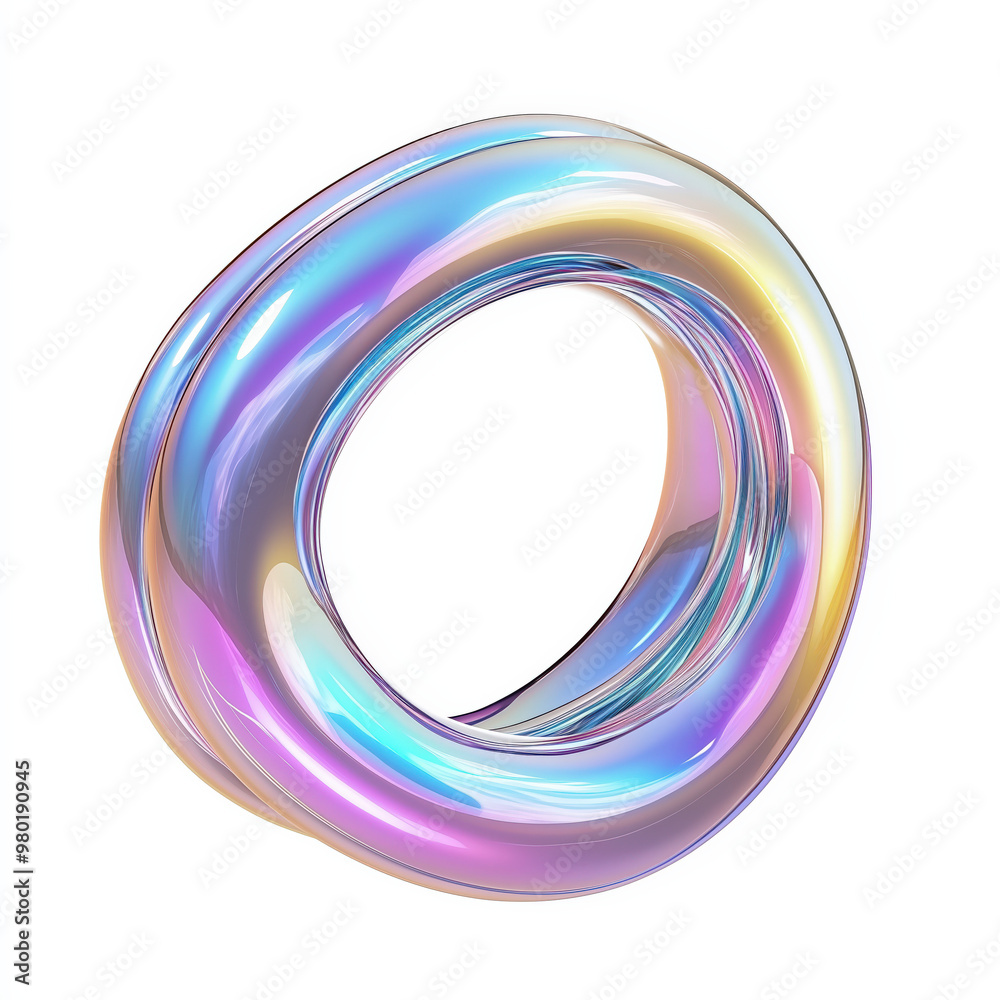 Abstract iridescent ring: modern digital art with vibrant colors and futuristic design Abstract iridescent ring: modern digital art with vibrant colors and futuristic design