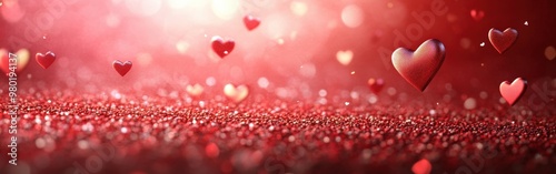 Romantic Red Hearts Floating on a Deep Red Valentine's Day Background