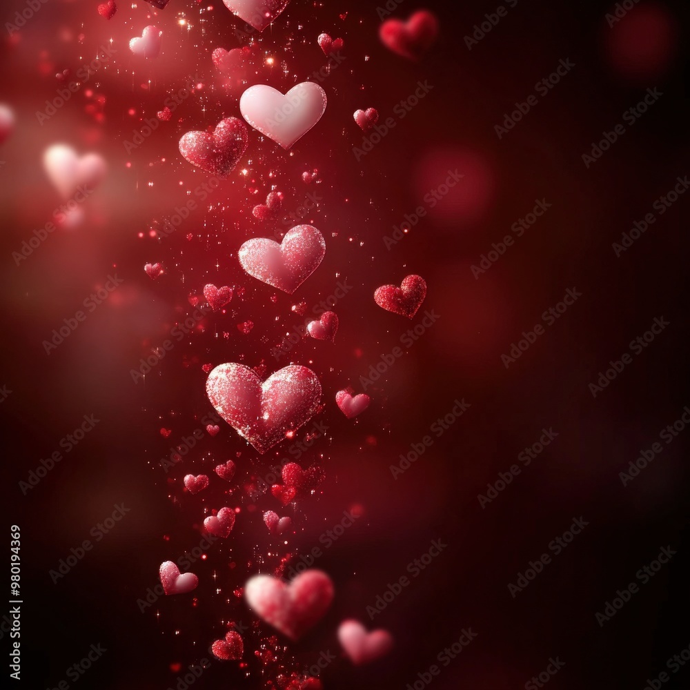 Romantic Red Hearts Floating on a Deep Red Valentine's Day Background Romantic Red Hearts Floating on a Deep Red Valentine's Day Background