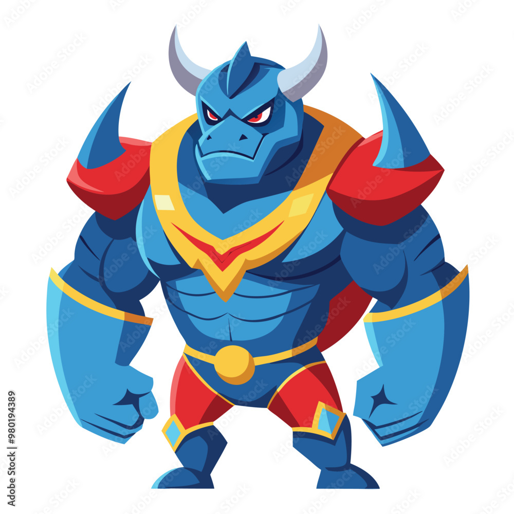 Rhino superhero, Steel Rhino: Guardian of the Wilderness, isolated on dynamic and vibrant vector illustration Rhino superhero, Steel Rhino: Guardian of the Wilderness, isolated on dynamic and vibrant vector illustration