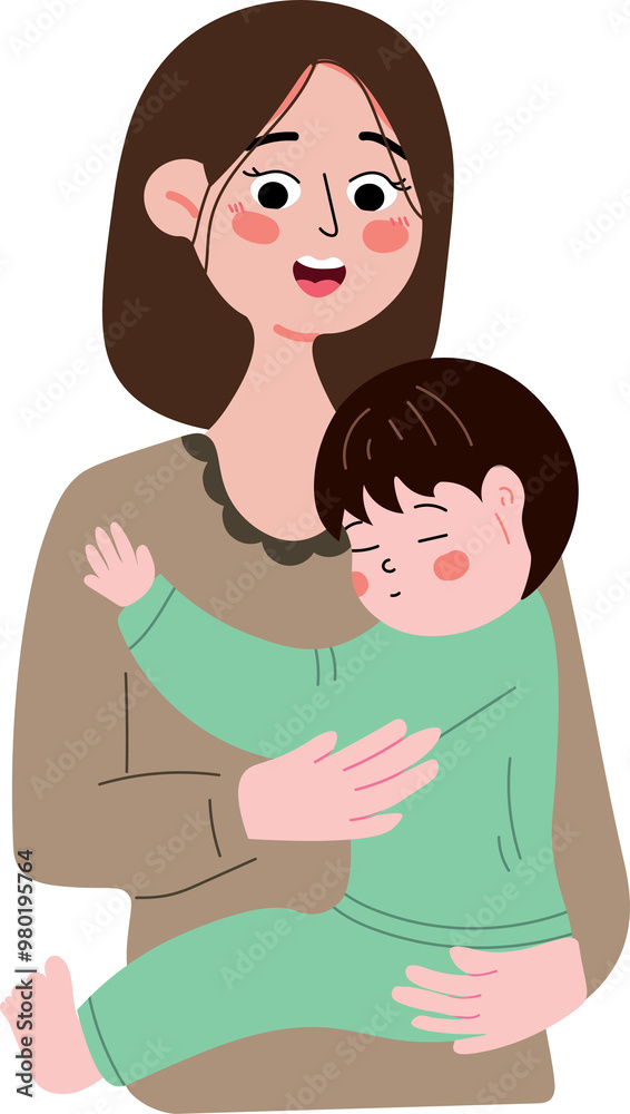 Caring mother holding her baby boy Caring mother holding her baby boy