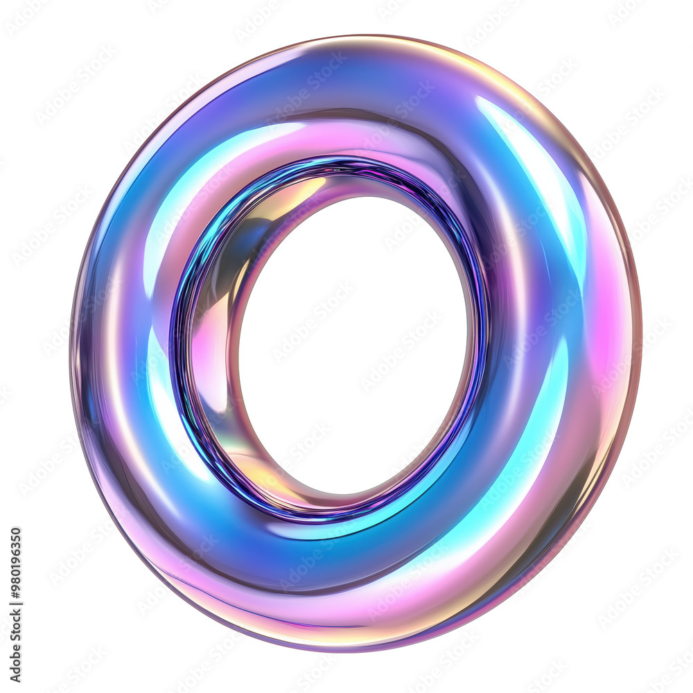Iridescent abstract 3d circular shape with vivid colors on transparent background Iridescent abstract 3d circular shape with vivid colors on transparent background