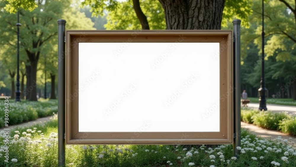 Park Billboard Mockup: Wooden Frame Display in Natural Setting for ...