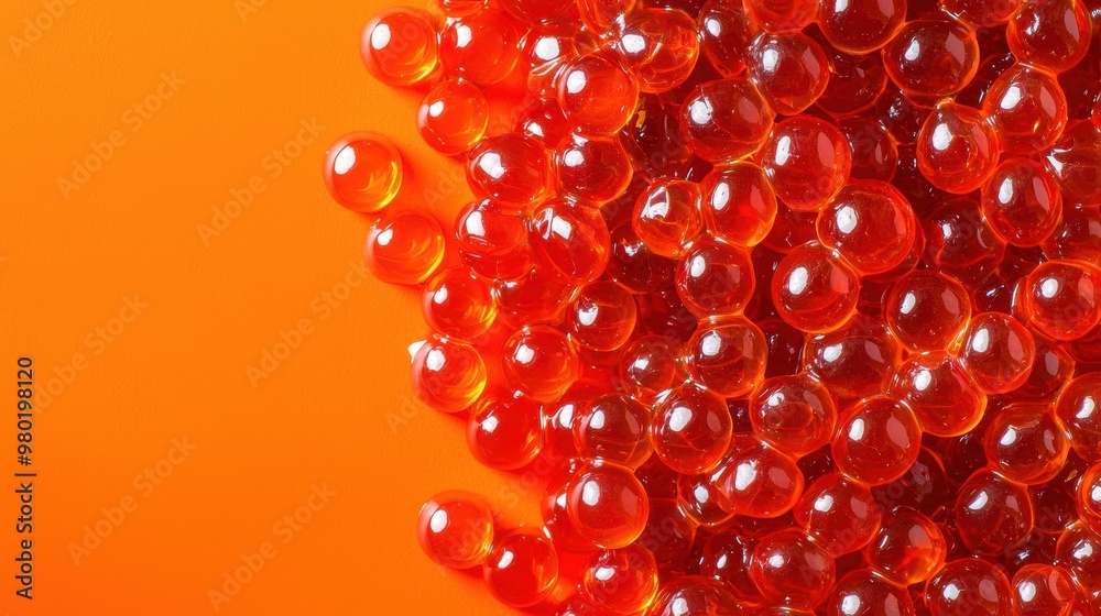 Vibrant Crimson Spheres Against Fiery Orange Backdrop Vibrant Crimson Spheres Against Fiery Orange Backdrop