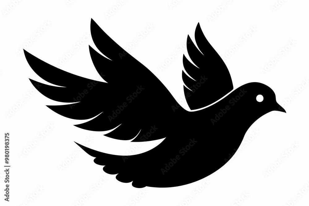 Peace dove silhouette, Black dove icon, Peace symbol collection