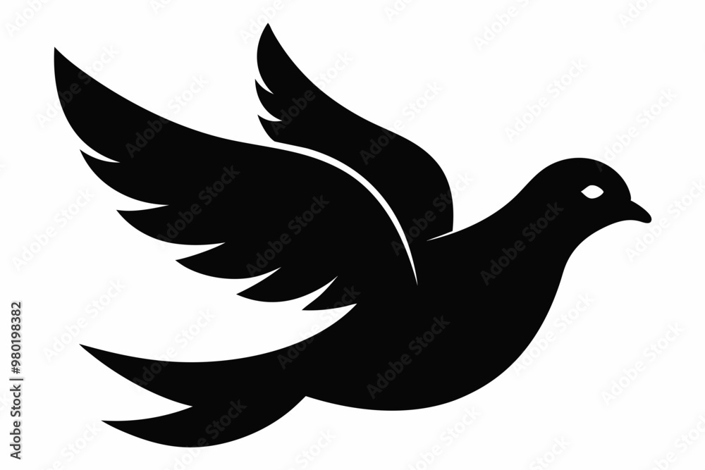 Peace dove silhouette, Black dove icon, Peace symbol collection