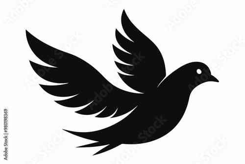 Peace dove silhouette, Black dove icon, Peace symbol collection