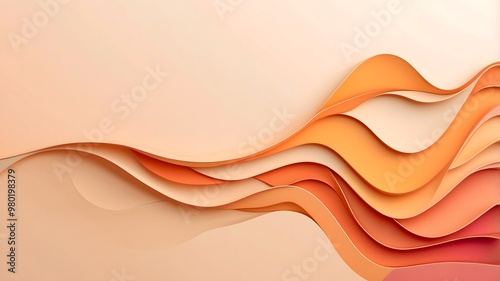 Digital abstract art with a color palette including various shades of orange, peach and beige