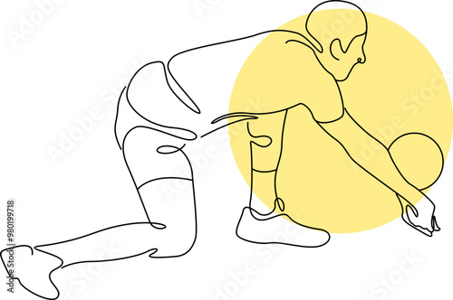 Volley Ball Pose Line Art