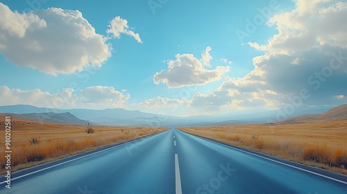 Visionary photorealistic highway landscape under dramatic clouds, highlighting the direction of passion and motivation, ultraclear, highresolution 8K, sharp details, noisefree