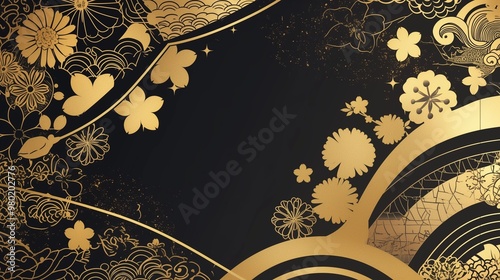 黒と金の和柄背景