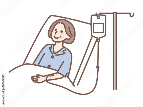 illustraion of woman on a drip