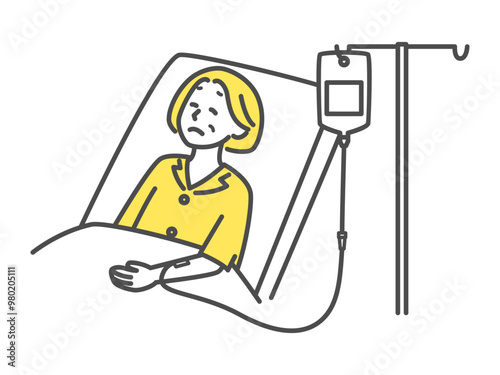 illustraion of woman on a drip