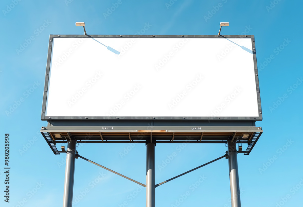 Obraz premium advertising Blank billboard copy space mockup against a blue sky