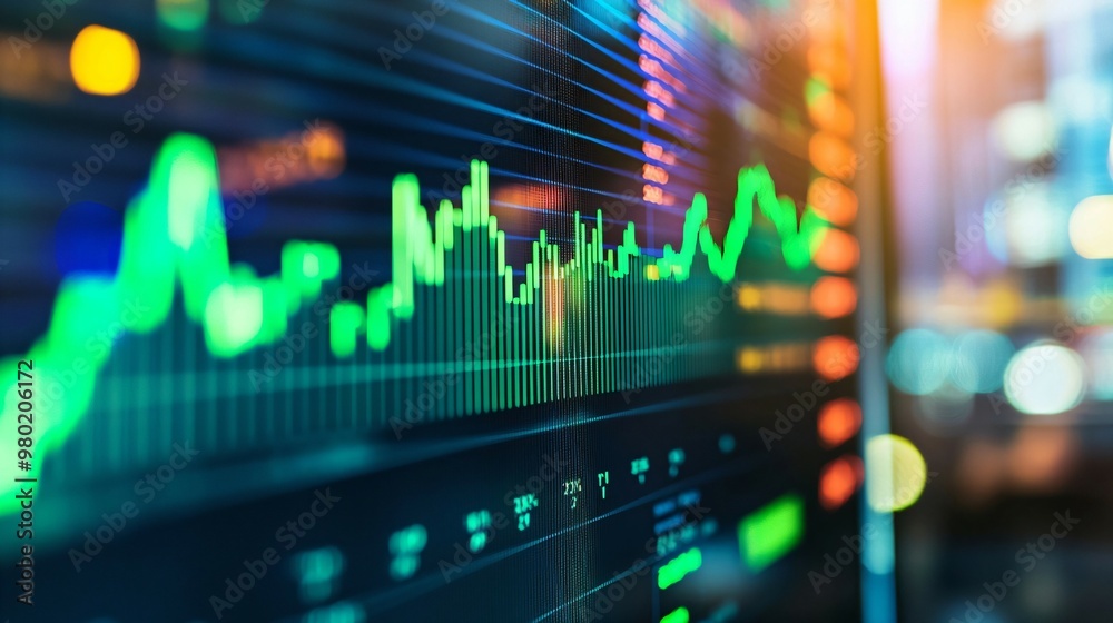 Close-up of digital stock market screen showing dividend stock graph with green upward trend line, symbolizing financial growth and investment success Close-up of digital stock market screen showing dividend stock graph with green upward trend line, symbolizing financial growth and investment success