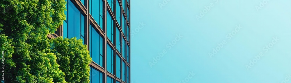 A high-rise corporate building with reflective glass A high-rise corporate building with reflective glass
