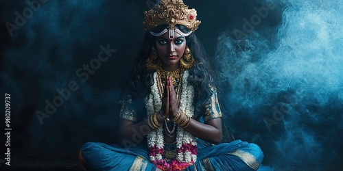 kali goddess- hindu goddess of time, death, violence, and motherly love photo