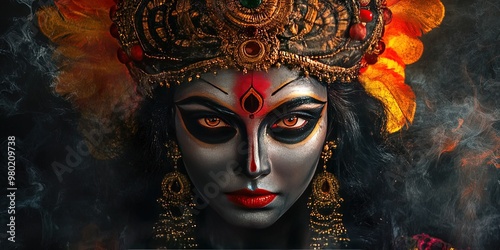 kali goddess- hindu goddess of time, death, violence, and motherly love photo