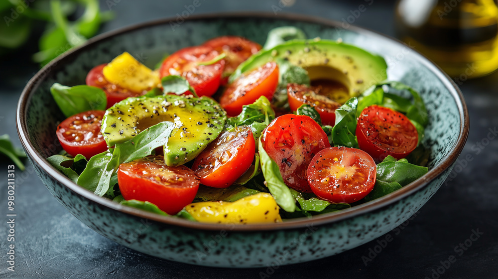 Healthy Salad with Greens and Tomatoes Healthy Salad with Greens and Tomatoes