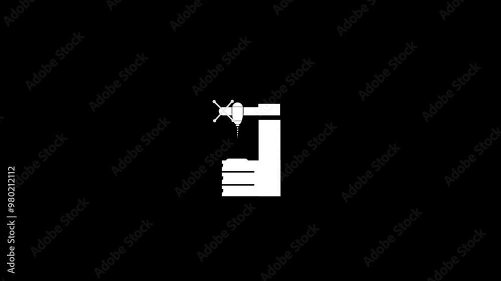 pillar drill machine icon icon animation 4k video. pillar drill machine icon icon animation 4k video.