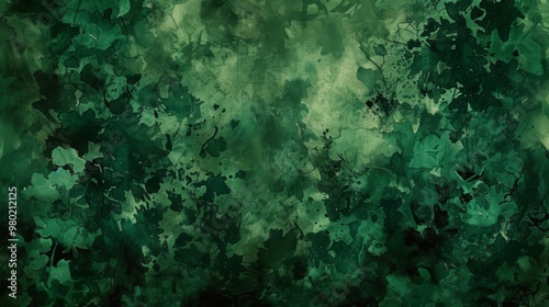 Abstract Watercolor Green Leaves Texture Background