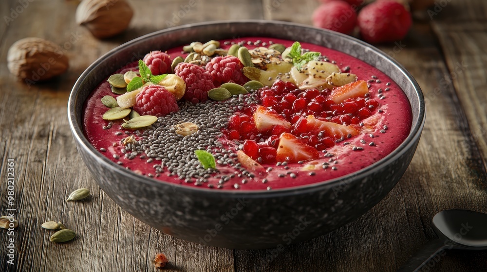 Healthy Raspberry, Pomegranate and Strawberry Smoothie Bowl Healthy Raspberry, Pomegranate and Strawberry Smoothie Bowl
