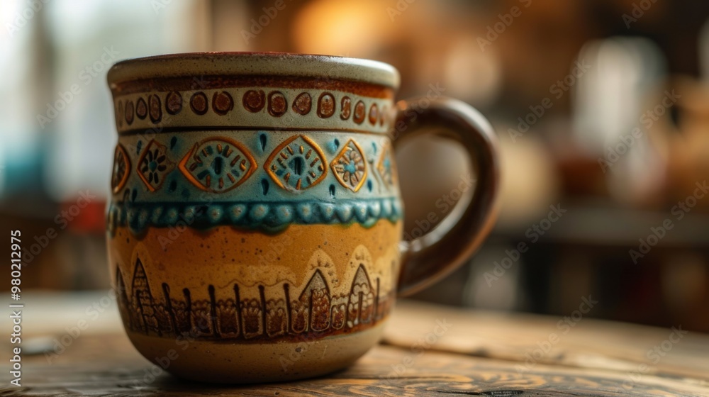 Hand-Painted Ceramic Mug with Intricate Design Hand-Painted Ceramic Mug with Intricate Design