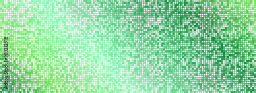 Shining green disco party pattern background. Iridescent sequin mosaic texture. Abstract sparkling halftone wallpaper. Pop up comic glowing glitter backdrop. Retro vector design template