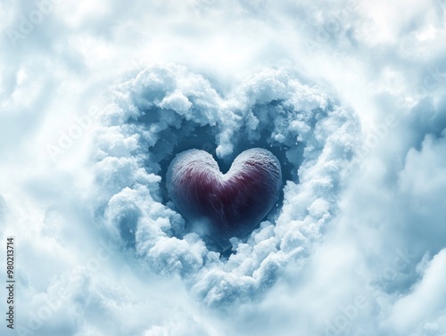 Shattering Ice: A Heart's Radiant Breakthrough Amidst a Fierce Snowstorm photo