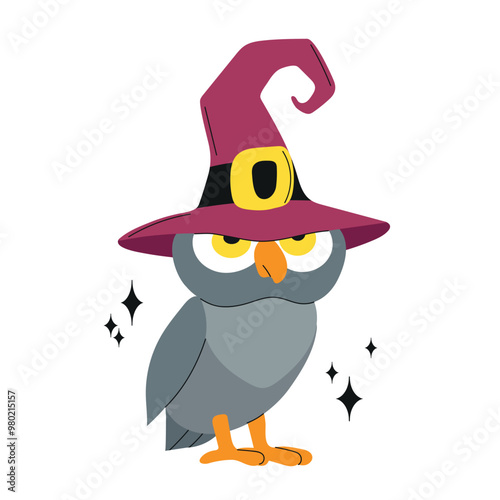 Halloween owl in witch hat icon clipart avatar logtotype isolated illustration