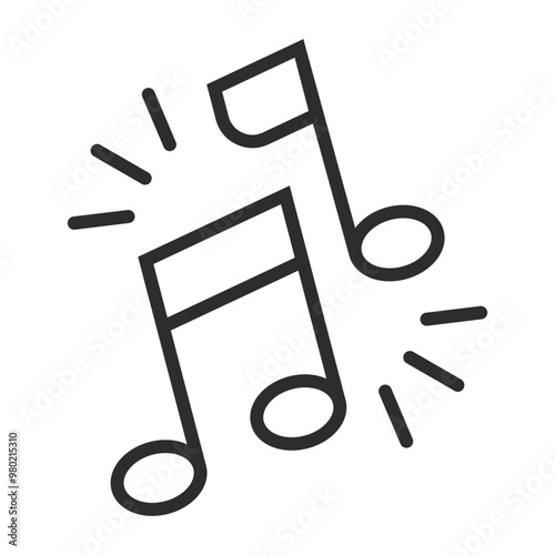 Music icon, Party and celebration symbol outline icon, editable vector illustration and transparent graphic element. Isolated on white background