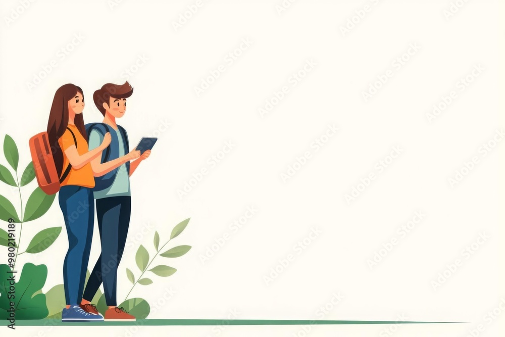International students chatting at a campus flat design, side view, academic theme, cartoon drawing, colored pastel International students chatting at a campus flat design, side view, academic theme, cartoon drawing, colored pastel