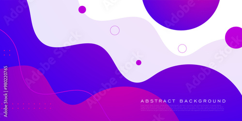 Colorful purple gradient geometric business banner wave design. Creative banner design with wave shapes and lines for template. Simple white horizontal banner. Eps10 vector