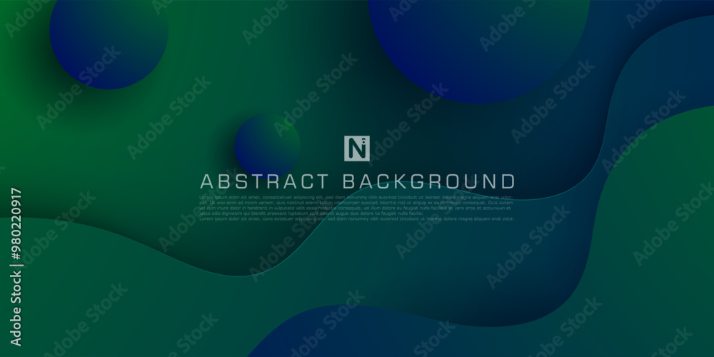 Abstract geometric gradient wave dark green and blue gradient background with shadow. Green modern design on dark background for poster, banner, and business card . Eps10 vector Abstract geometric gradient wave dark green and blue gradient background with shadow. Green modern design on dark background for poster, banner, and business card . Eps10 vector