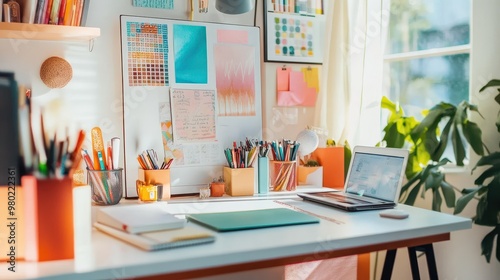 Organized Home Office Workspace with Natural Light