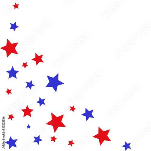Red and Blue Star Corner Border