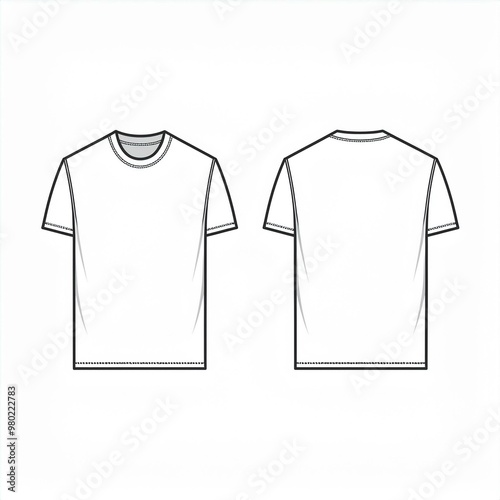 Blank white t-shirt template front and back view