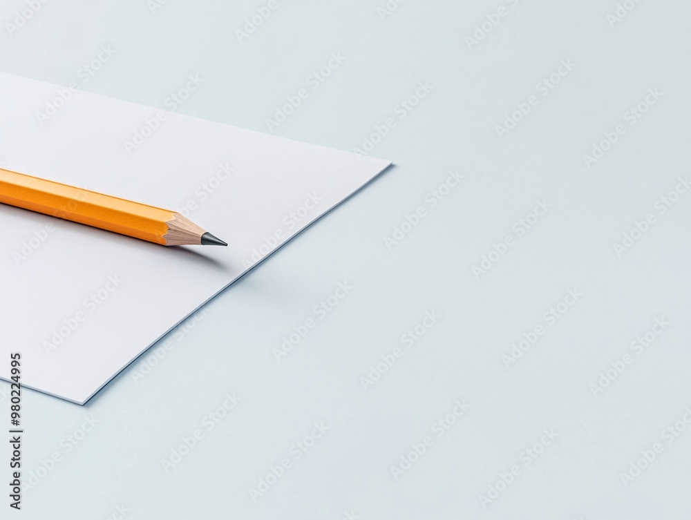 A pencil is on top of a piece of paper