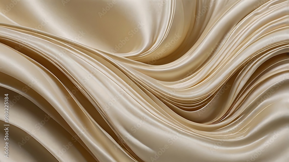 Waves of cream paint illustration curve abstract background, softness and swirl solid color shadows