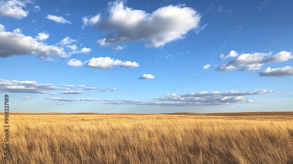 Golden Grass Field Under a Blue Sky Golden Grass Field Under a Blue Sky