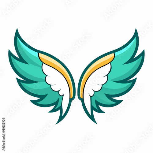 angel wings, cartoon angel wings collection set on a white background