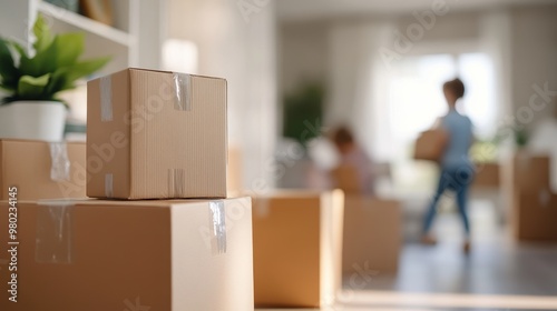 Cardboard Boxes and Household Belongings During Home Relocation