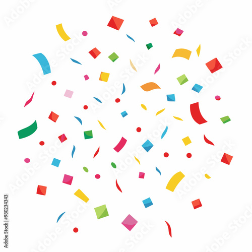 colorful confetti falling on a white background