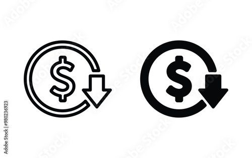 Cost reduction icon, Cost reduction sign vector